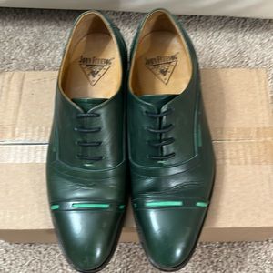 EUC John Fluevog The Gateways Access Green Leather Oxford Captoe Shoes 8 M RARE